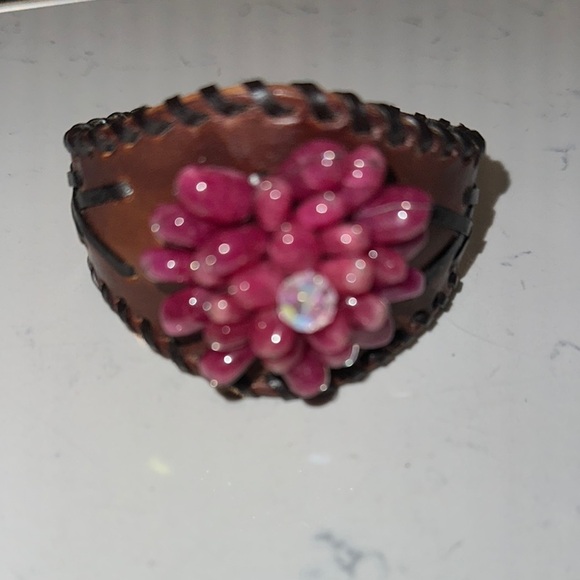 Pink and Brown Beaded Cluster Bracelet - Picture 4 of 4